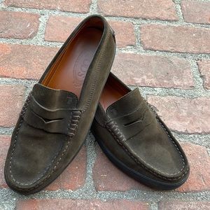 Tod’s Dark Brown Suede Penny Driving Loafers with Vibram Sole - size 8.5